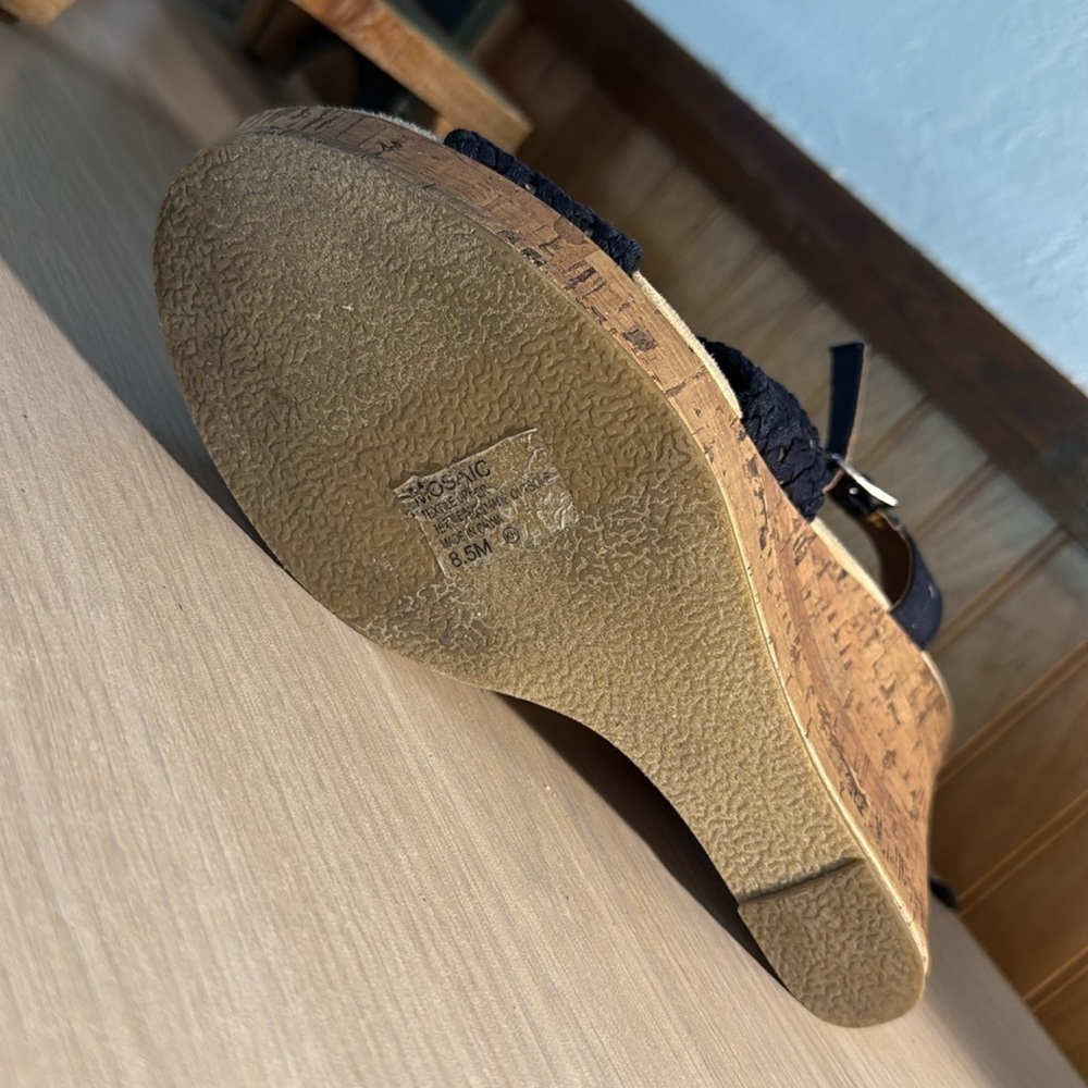 JellyPop Navy Macrame Cork Platform Wedges - Picture 4 of 9